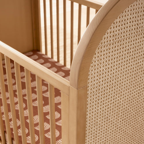 Bondi Cane 3-in-1 Convertible Crib | w/Toddler Bed Kit in Honey with Natural Cane