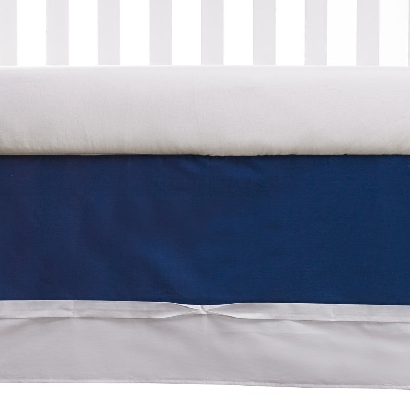 Living Textiles - Crib Skirt, Navy and White Ribbon