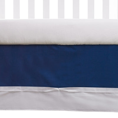 Living Textiles - Crib Skirt, Navy and White Ribbon