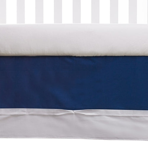 Living Textiles - Crib Skirt, Navy and White Ribbon