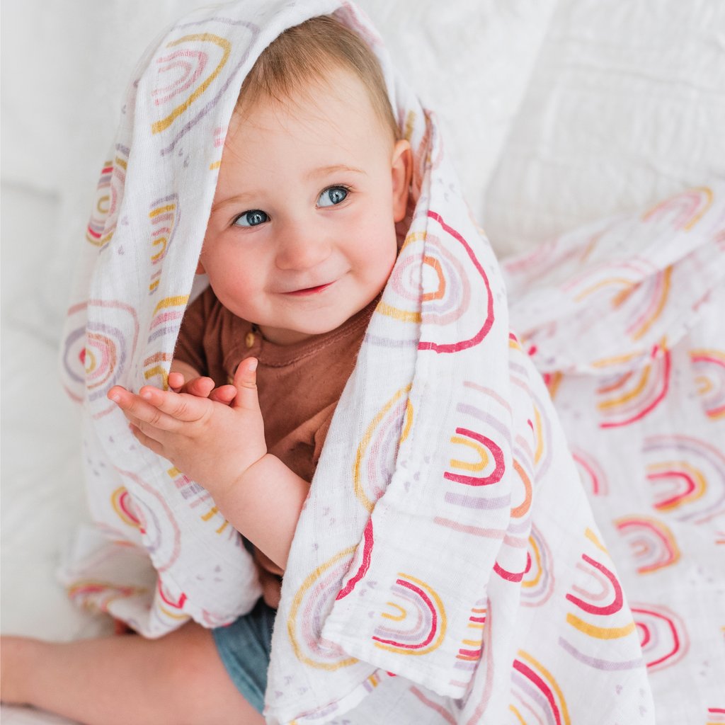 Cotton Muslin Swaddle Rainbows
