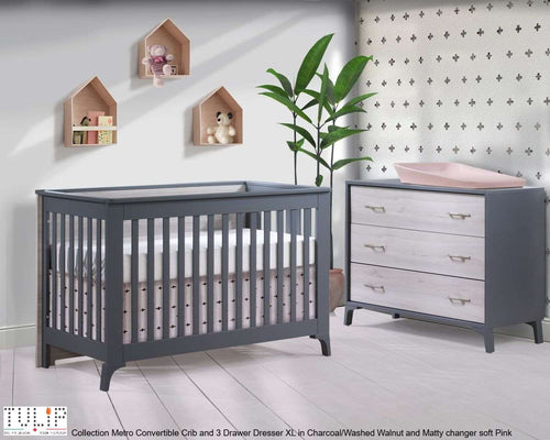 Tulip Juvenile-Metro Convertible Crib & 3 Drawer XL dresser-Sold as a set only