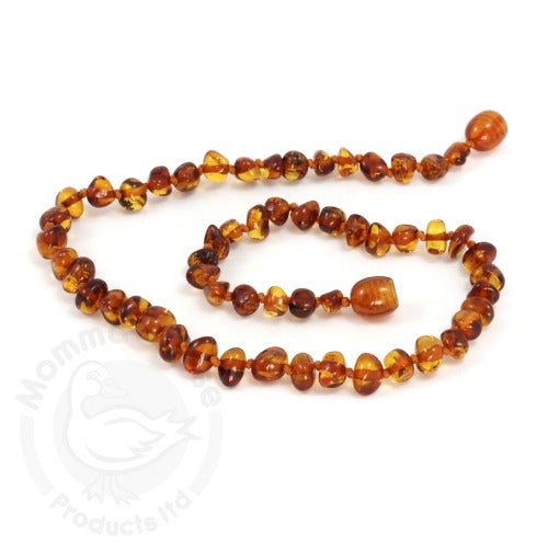 Momma Goose Amber Teething Necklace-Baroque Cognac