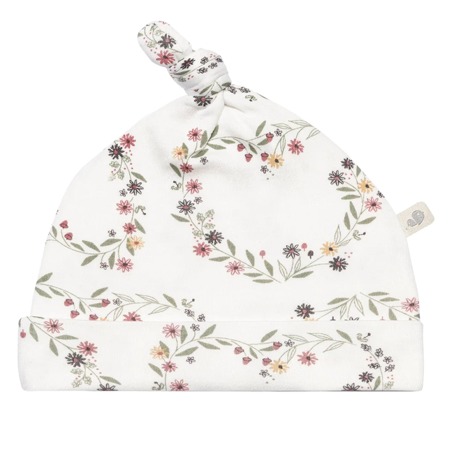 Perlimpinpin - Knotted Hat | Flower Hearts 1-3M