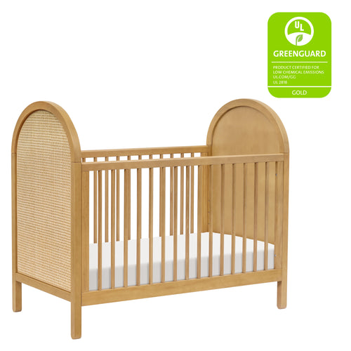 Bondi Cane 3-in-1 Convertible Crib | w/Toddler Bed Kit in Honey with Natural Cane