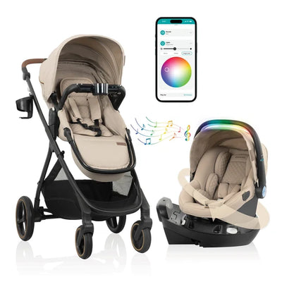 Evenflo Shyft Intuiti+ Travel System featuring Revolve180 LiteMax NXT Rotating Infant Car Seat with SensorySoothe