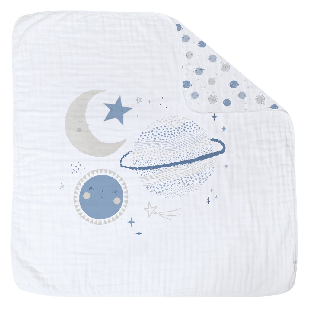 Muslin Quilt Blanket - Blue Planets