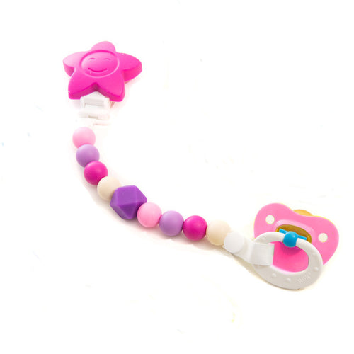 Petite Creations - Pacifier Clip Silicone | Pink Star