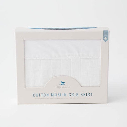 Little Unicorn  - Crib Skirt Muslin | White