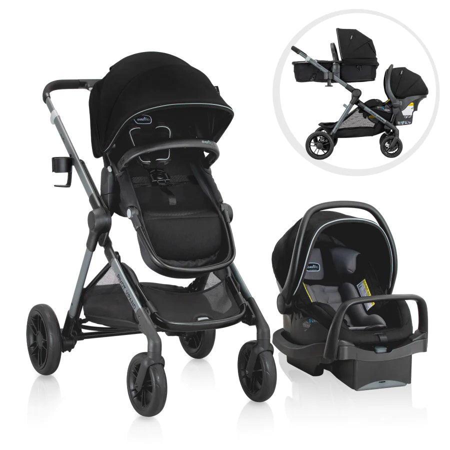 Evenflo Pivot Xpand Modular Travel System w LiteMax Infant Car Seat Ayrshire Black